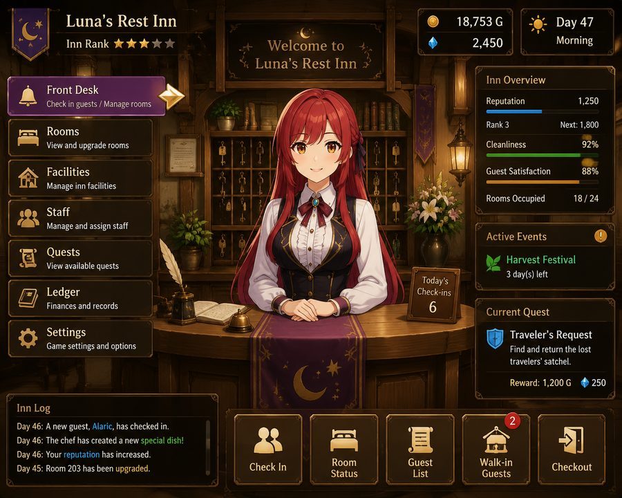 异世界旅馆 操作界面 资料图 1